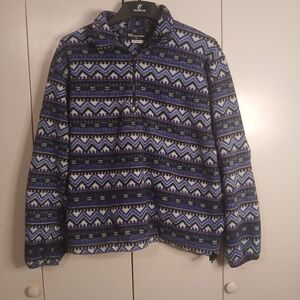 Extreme Aztec Patterned Medium Blue and Black Fleece Lightweight Jacket (0557P3)